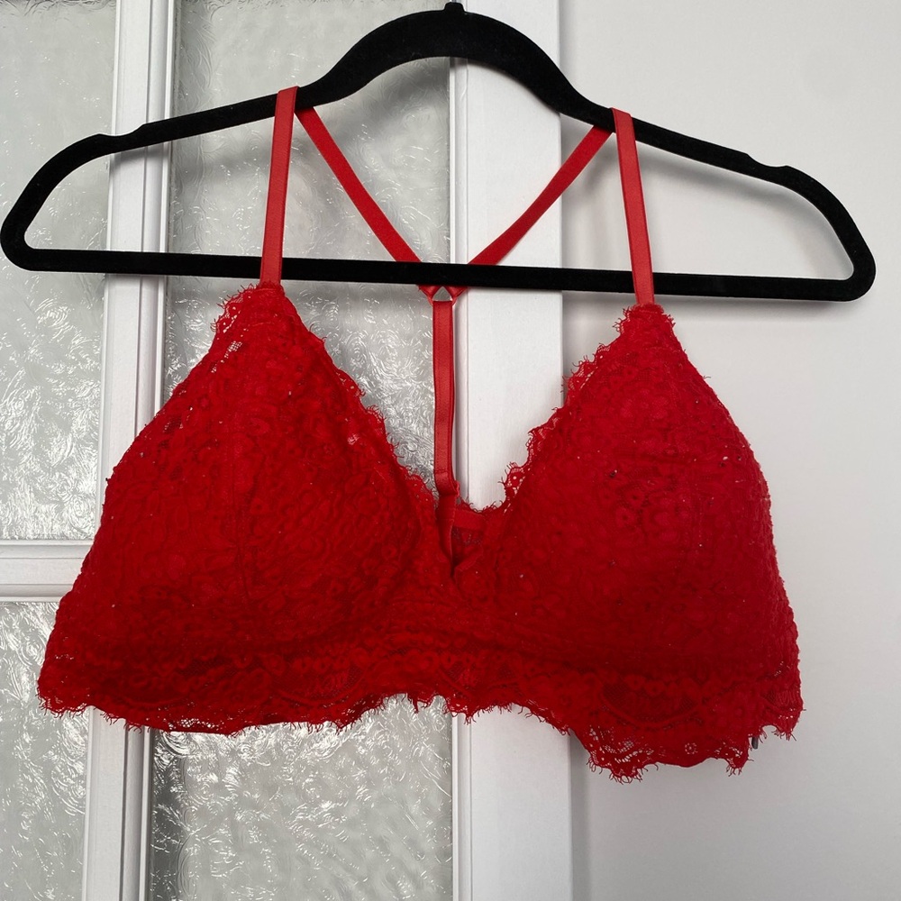 Aerie Red Bralette w Light Lining